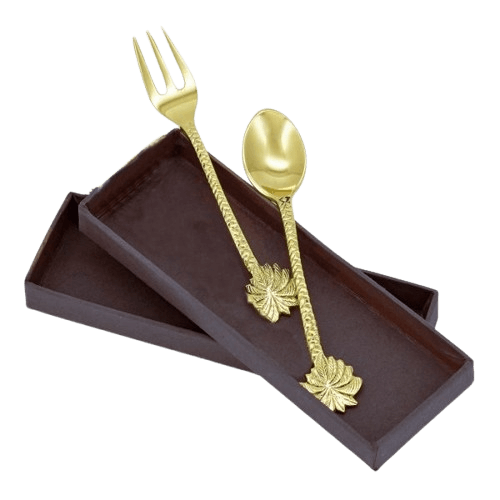 BRASS CUTLURY WITH BLACK BOX (POLISH) SET OF 2 PCS